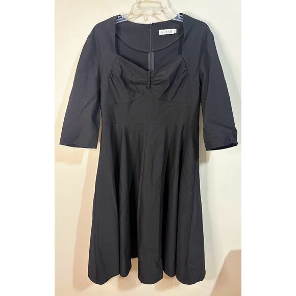 Vintage MUXXN Black Midi Rockabilly A-Line Dress Size XXL - Picture 1 of 6